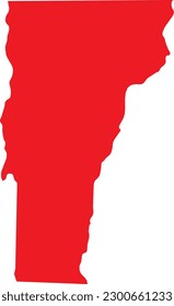 RED CMYK color detailed flat map of the federal state of VERMONT, UNITED STATES OF AMERICA on transparent background