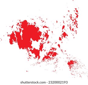 RED CMYK color detailed flat stencil map of the European autonomous region of ALAND ISLANDS, FINLAND on transparent background