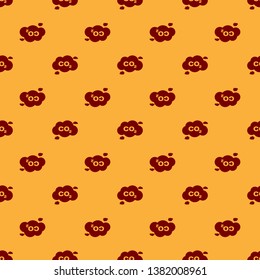 Red CO2 emissions in cloud icon isolated seamless pattern on brown background. Carbon dioxide formula symbol, smog pollution concept, environment concept. Flat design. Vector Illustration