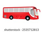 Red Coach and shuttle Bus transport Vector illustration icon. 