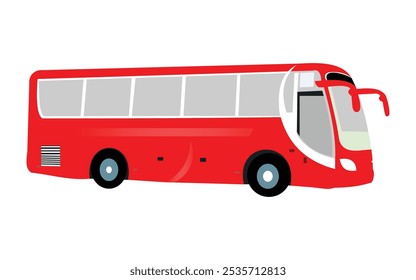 Ícone de ilustração Vetor de transporte Ônibus Vermelho e ônibus. 