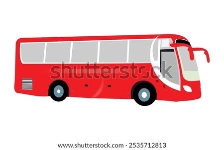 Red Coach and shuttle Bus transport Vector illustration icon. 