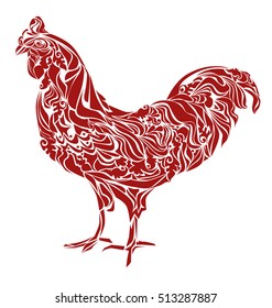 red cock vector, fire rooster symbol of new year 2017