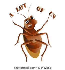red cockroach beetle runs says smiling mad cartoon on white background