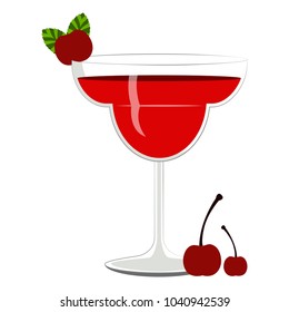 Red cocktail with cherries