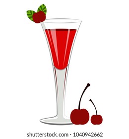 Red cocktail with cherries
