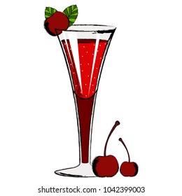 Red cocktail with cherries