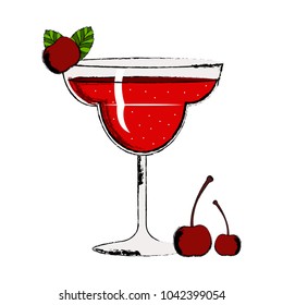 Red cocktail with cherries