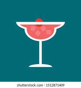 red cocktail drink icon in flat style isolated. Vector Symbol illustration.