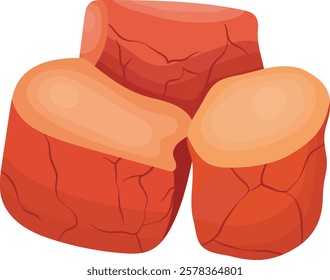 Red Cod Roe Slices Japanese Food Illustration Isolated on White Background	
