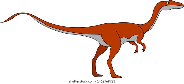 Red coelophysis, illustration, vector on white background.