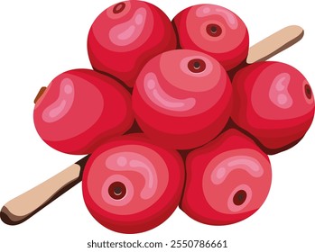 Red Coffee Beans Fruit with Branch Illustration Isolated on White Background