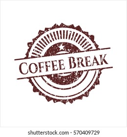 Red Coffee Break distress grunge seal