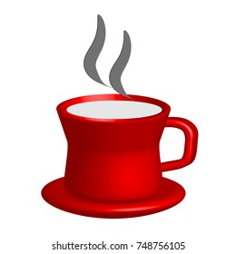 Red coffee cup in 3d vector.