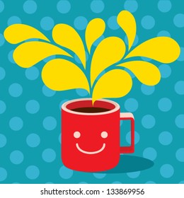 red coffee cup aroma vector