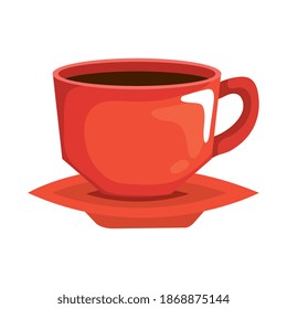 diseño de taza de café roja para beber café desayuno y bebida tema Vector ilustración