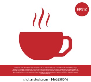 Red Coffee cup flat icon isolated on white background. Tea cup. Hot drink coffee.  Vector Illustration