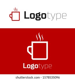 Red Coffee cup flat icon isolated on white background. Tea cup. Hot drink coffee. Logo design template element. Vector Illustration