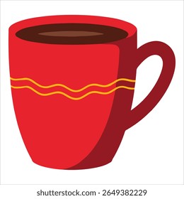 Red coffee cup flat vector illustration. hot drink icon for packaging labels and food service graphics.