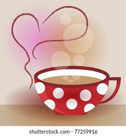 red coffee cup with heart