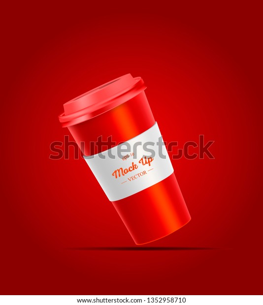 Download Red Coffee Cup Holder Mockup On Stock Vector Royalty Free 1352958710 PSD Mockup Templates