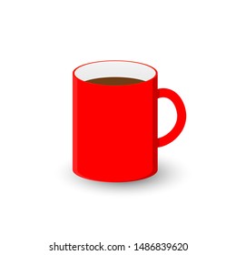 Red coffee cup, icon design template, isolated object, vector illustration