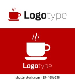 Red Coffee cup icon isolated on white background. Tea cup. Hot drink coffee. Logo design template element. Vector Illustration