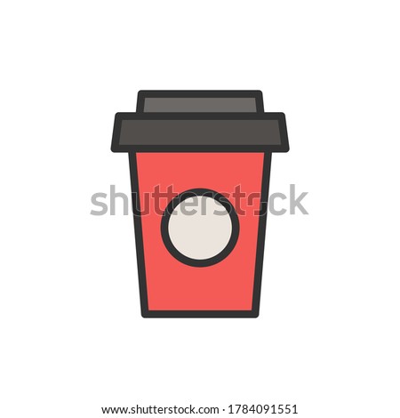 Red coffee cup icon. Take away coffee cup icon. Color vector icon.