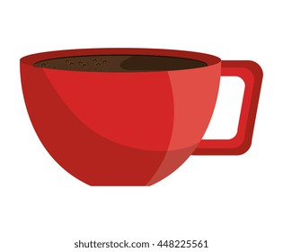 Red coffee cup isolated flat icon, vector illustration graphic design.