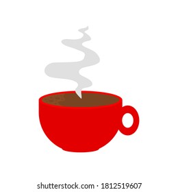 red coffee cup isolated on white background. vector illustration