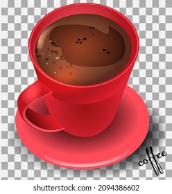 Red coffee cup in realistic design style. Vector illustration

