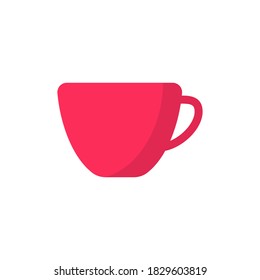 Red coffee cup with shadow icon. Vector illustration