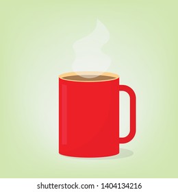 Red Coffee cup with smoke. Vector Illustration icon. Flat Style. Design for Cafeteria Posters and Banners Cards