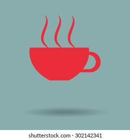Red Coffee cup and Tea cup icon set.Illustration eps10 