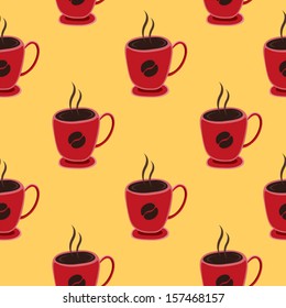 Red coffee cups seamless pattern vector illustration