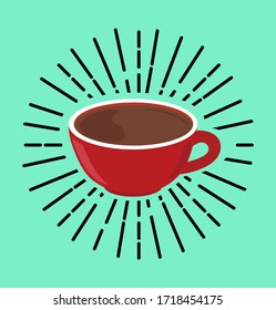 red coffee hot cup vector concept