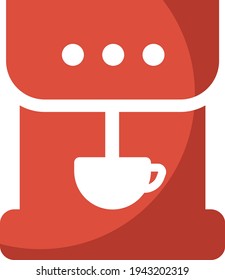 rote Kaffeemaschine, Illustration, Vektorgrafik auf weißem Hintergrund