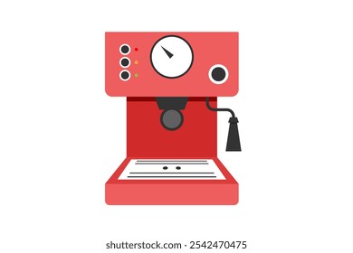 Red coffee machine on white background.Vector illustration.