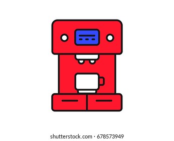 red coffee machine white mug