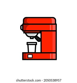 Red Coffee Maker Tool Side View Vector Illustration On White Background