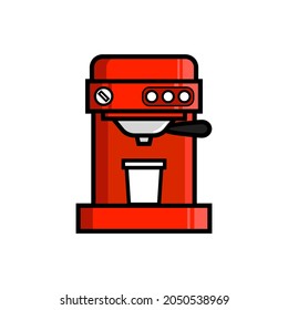 Red Coffee Maker Tool Vector Illustration On White Background