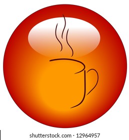 botón o icono abstracto de taza de café rojo - vector