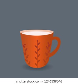 Red coffee mug flat design style. Vector illustration