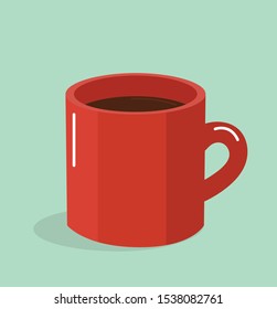 Red coffee mug flat design style