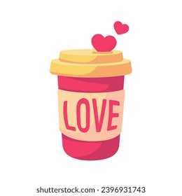 Red coffee mug and heart Ideas for drinking coffee to stimulate love.