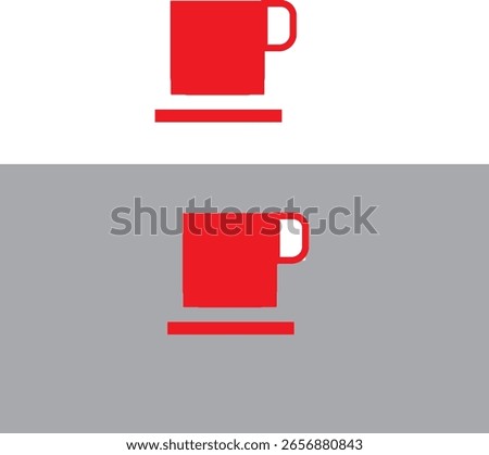 Red coffee mug icon flat design set