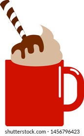 Red coffee mug, illustration, vector on white background