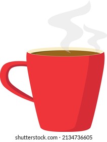 Tapa roja de café, ilustración, vector sobre un fondo blanco.
