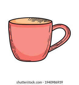 red coffee mug on background