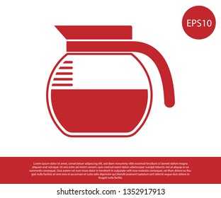 Red Coffee pot icon isolated on white background. Vector Illustration